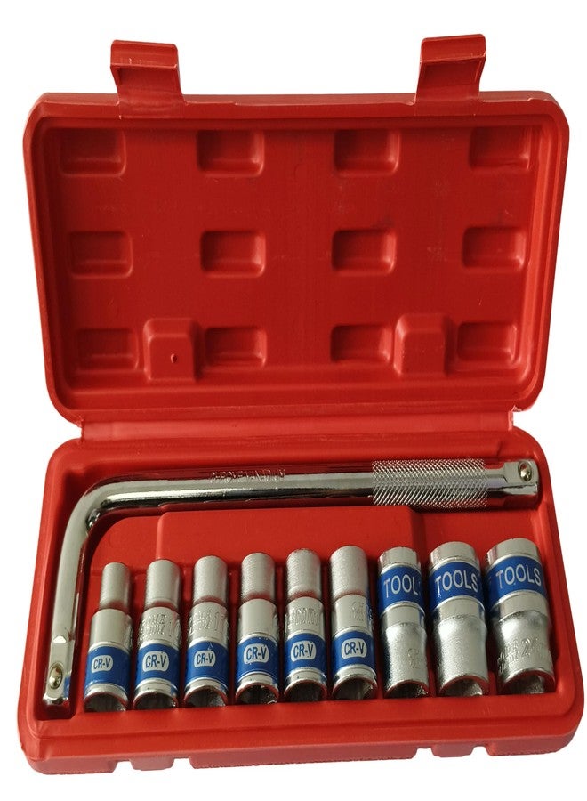 Inditrust مجموعة مقابض مفاتيح ربط من الكروم والفاناديوم من إنديتراست، 10 قطع، مقاس 1/2 بوصة، مناسبة لصناديق الأدوات، و ... - Image 1